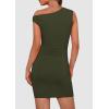 imagePRETTYGARDEN Womens 2025 Spring Mini Dress Sleeveless Off The Shoulder Ruched Short Fashion Bodycon Party Summer DressesArmy Green
