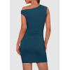 imagePRETTYGARDEN Womens 2025 Spring Mini Dress Sleeveless Off The Shoulder Ruched Short Fashion Bodycon Party Summer DressesPeacock Blue