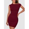 imagePRETTYGARDEN Womens 2025 Spring Mini Dress Sleeveless Off The Shoulder Ruched Short Fashion Bodycon Party Summer DressesWine Red