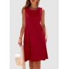 imagePRETTYGARDEN Womens 2025 Summer Sleeveless Mini Dress Crewneck Loose Tank A Line Pleated Swing Flowy Party DressesRed