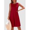 imagePRETTYGARDEN Womens 2025 Summer Sleeveless Mini Dress Crewneck Loose Tank A Line Pleated Swing Flowy Party DressesRed