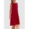 imagePRETTYGARDEN Womens 2025 Summer Sleeveless Mini Dress Crewneck Loose Tank A Line Pleated Swing Flowy Party DressesRed