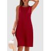 imagePRETTYGARDEN Womens 2025 Summer Sleeveless Mini Dress Crewneck Loose Tank A Line Pleated Swing Flowy Party DressesRed