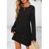 imagePRETTYGARDEN Womens Swimsuit Cover Up 2025 Summer Bathing Suit Swimwear Crochet Knit Dress Fashion Beach Vacation ClothesBlack
