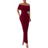 imagePRETTYGARDEN Off The Shoulder Dresses for Women 2025 Summer Elegant Bodycon Formal Cocktail Party Evening Maxi Long DressWine Red