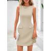 imagePRETTYGARDEN Womens 2025 Casual Sleeveless Summer Dresses Boat Neck Zipper Bodycon A Line Date Night Party Mini DressLight Khaki
