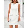 imagePRETTYGARDEN Womens 2025 Casual Sleeveless Summer Dresses Boat Neck Zipper Bodycon A Line Date Night Party Mini DressWhite