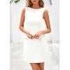 imagePRETTYGARDEN Womens 2025 Casual Sleeveless Summer Dresses Boat Neck Zipper Bodycon A Line Date Night Party Mini DressWhite