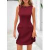 imagePRETTYGARDEN Womens 2025 Casual Sleeveless Summer Dresses Boat Neck Zipper Bodycon A Line Date Night Party Mini DressWine Red