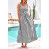 imagePRETTYGARDEN Womens 2025 Summer Spaghetti Strap Maxi Dresses Plaid Square Neck A Line Casual Beach Vacation Long SundressBlack