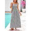 imagePRETTYGARDEN Womens 2025 Summer Spaghetti Strap Maxi Dresses Plaid Square Neck A Line Casual Beach Vacation Long SundressBlack