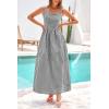 imagePRETTYGARDEN Womens 2025 Summer Spaghetti Strap Maxi Dresses Plaid Square Neck A Line Casual Beach Vacation Long SundressBlack