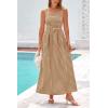 imagePRETTYGARDEN Womens 2025 Summer Spaghetti Strap Maxi Dresses Plaid Square Neck A Line Casual Beach Vacation Long SundressCoffee