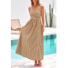 imagePRETTYGARDEN Womens 2025 Summer Spaghetti Strap Maxi Dresses Plaid Square Neck A Line Casual Beach Vacation Long SundressCoffee