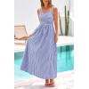 imagePRETTYGARDEN Womens 2025 Summer Spaghetti Strap Maxi Dresses Plaid Square Neck A Line Casual Beach Vacation Long SundressNavy