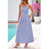 imagePRETTYGARDEN Womens 2025 Summer Spaghetti Strap Maxi Dresses Plaid Square Neck A Line Casual Beach Vacation Long SundressNavy