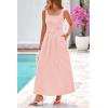 imagePRETTYGARDEN Womens 2025 Summer Spaghetti Strap Maxi Dresses Plaid Square Neck A Line Casual Beach Vacation Long SundressPink