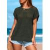 imagePRETTYGARDEN Womens Spring Tops 2025 Summer Shirts Crochet Cap Sleeve Sweater Pullover Cute Crew Neck Beach Cover UpsArmy Green
