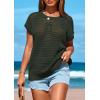 imagePRETTYGARDEN Womens Spring Tops 2025 Summer Shirts Crochet Cap Sleeve Sweater Pullover Cute Crew Neck Beach Cover UpsArmy Green