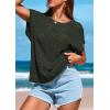 imagePRETTYGARDEN Womens Spring Tops 2025 Summer Shirts Crochet Cap Sleeve Sweater Pullover Cute Crew Neck Beach Cover UpsArmy Green