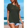 imagePRETTYGARDEN Womens Spring Tops 2025 Summer Shirts Crochet Cap Sleeve Sweater Pullover Cute Crew Neck Beach Cover UpsArmy Green