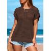 imagePRETTYGARDEN Womens Spring Tops 2025 Summer Shirts Crochet Cap Sleeve Sweater Pullover Cute Crew Neck Beach Cover UpsCoffee