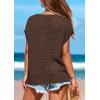 imagePRETTYGARDEN Womens Spring Tops 2025 Summer Shirts Crochet Cap Sleeve Sweater Pullover Cute Crew Neck Beach Cover UpsCoffee