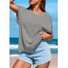 imagePRETTYGARDEN Womens Spring Tops 2025 Summer Shirts Crochet Cap Sleeve Sweater Pullover Cute Crew Neck Beach Cover UpsGrey