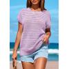 imagePRETTYGARDEN Womens Spring Tops 2025 Summer Shirts Crochet Cap Sleeve Sweater Pullover Cute Crew Neck Beach Cover UpsLight Purple