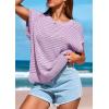 imagePRETTYGARDEN Womens Spring Tops 2025 Summer Shirts Crochet Cap Sleeve Sweater Pullover Cute Crew Neck Beach Cover UpsLight Purple