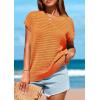 imagePRETTYGARDEN Womens Spring Tops 2025 Summer Shirts Crochet Cap Sleeve Sweater Pullover Cute Crew Neck Beach Cover UpsOrange