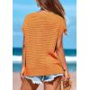 imagePRETTYGARDEN Womens Spring Tops 2025 Summer Shirts Crochet Cap Sleeve Sweater Pullover Cute Crew Neck Beach Cover UpsOrange