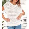 imagePRETTYGARDEN Womens Spring Tops 2025 Summer Shirts Crochet Cap Sleeve Sweater Pullover Cute Crew Neck Beach Cover UpsWhite