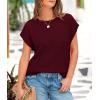 imagePRETTYGARDEN Womens Spring Tops 2025 Summer Shirts Crochet Cap Sleeve Sweater Pullover Cute Crew Neck Beach Cover UpsWine Red
