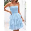 imagePRETTYGARDEN Womens Summer Dress 2025 Tube Top Mini Dresses Short Strapless Ruffle Tiered Wedding Guest Beach Mesh SundressLight Blue