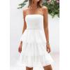 imagePRETTYGARDEN Womens Summer Dress 2025 Tube Top Mini Dresses Short Strapless Ruffle Tiered Wedding Guest Beach Mesh SundressWhite