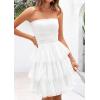 imagePRETTYGARDEN Womens Summer Dress 2025 Tube Top Mini Dresses Short Strapless Ruffle Tiered Wedding Guest Beach Mesh SundressWhite