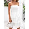 imagePRETTYGARDEN Womens Summer Dress 2025 Tube Top Mini Dresses Short Strapless Ruffle Tiered Wedding Guest Beach Mesh SundressWhite