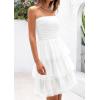 imagePRETTYGARDEN Womens Summer Dress 2025 Tube Top Mini Dresses Short Strapless Ruffle Tiered Wedding Guest Beach Mesh SundressWhite