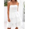 imagePRETTYGARDEN Womens Summer Dress 2025 Tube Top Mini Dresses Short Strapless Ruffle Tiered Wedding Guest Beach Mesh SundressWhite