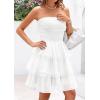 imagePRETTYGARDEN Womens Summer Dress 2025 Tube Top Mini Dresses Short Strapless Ruffle Tiered Wedding Guest Beach Mesh SundressWhite