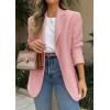 imagePRETTYGARDEN 2025 Blazers for Women Business Casual Long Sleeve Lapel Open Front Suit Jacket Work Blazer with PocketsGrey Pink