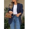 imagePRETTYGARDEN 2025 Blazers for Women Business Casual Long Sleeve Lapel Open Front Suit Jacket Work Blazer with PocketsNavy