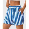 imagePRETTYGARDEN Boxer Shorts for Women 2025 Spring Striped PJ Y2K Casual Cotton Pajama Summer Lounge Sleep Bottoms with PocketsStriped Blue