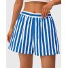 imagePRETTYGARDEN Boxer Shorts for Women 2025 Spring Striped PJ Y2K Casual Cotton Pajama Summer Lounge Sleep Bottoms with PocketsStriped Blue