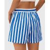 imagePRETTYGARDEN Boxer Shorts for Women 2025 Spring Striped PJ Y2K Casual Cotton Pajama Summer Lounge Sleep Bottoms with PocketsStriped Blue