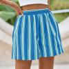 imagePRETTYGARDEN Boxer Shorts for Women 2025 Spring Striped PJ Y2K Casual Cotton Pajama Summer Lounge Sleep Bottoms with PocketsStriped Blue Green