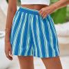 imagePRETTYGARDEN Boxer Shorts for Women 2025 Spring Striped PJ Y2K Casual Cotton Pajama Summer Lounge Sleep Bottoms with PocketsStriped Blue Green