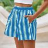 imagePRETTYGARDEN Boxer Shorts for Women 2025 Spring Striped PJ Y2K Casual Cotton Pajama Summer Lounge Sleep Bottoms with PocketsStriped Blue Green