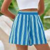 imagePRETTYGARDEN Boxer Shorts for Women 2025 Spring Striped PJ Y2K Casual Cotton Pajama Summer Lounge Sleep Bottoms with PocketsStriped Blue Green